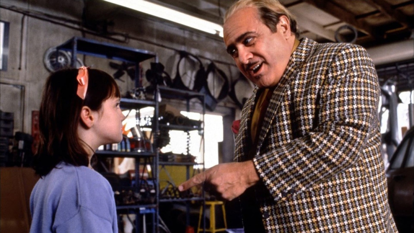 Danny DeVito and Mara Wilson in Matilda